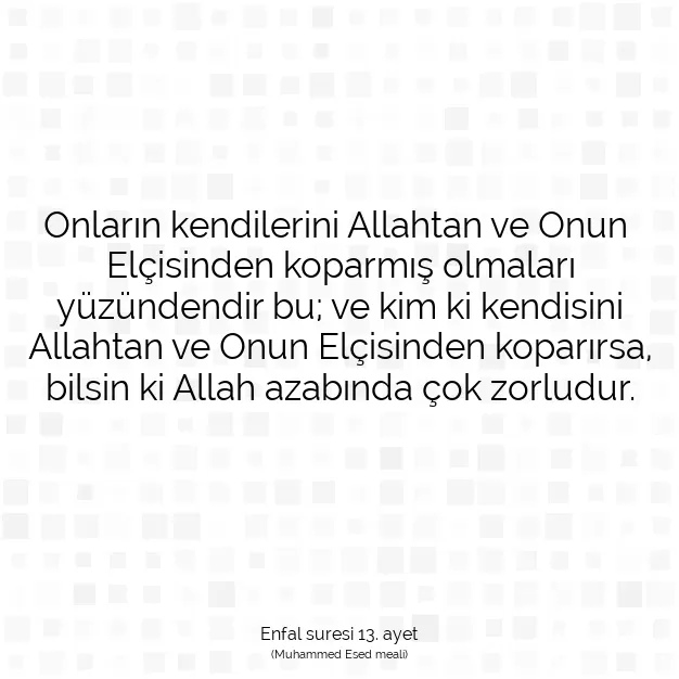 Ayetbul | Kuran Mealleri | Quran | Enfal suresi 13. ayet