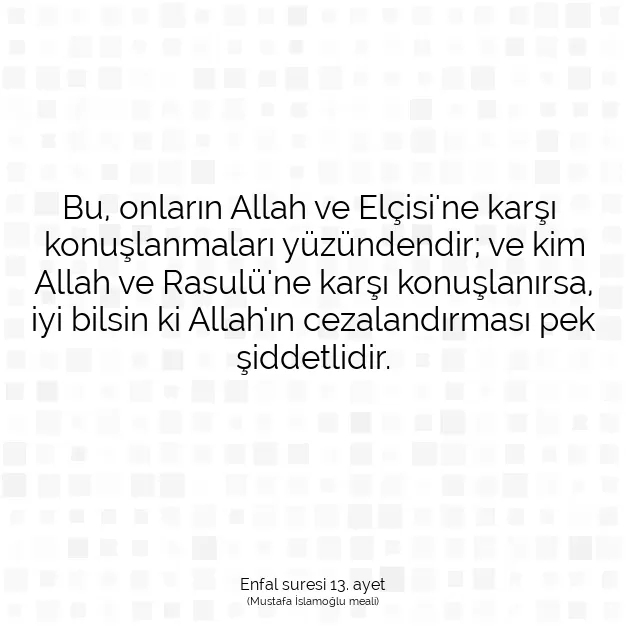 Ayetbul | Kuran Mealleri | Quran | Enfal suresi 13. ayet