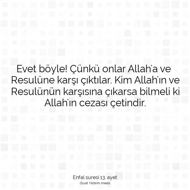 Ayetbul | Kuran Mealleri | Quran | Enfal suresi 13. ayet