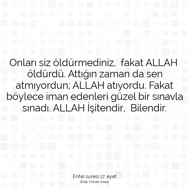 Ayetbul | Kuran Mealleri | Quran | Enfal suresi 17. ayet