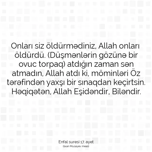 Ayetbul | Kuran Mealleri | Quran | Enfal suresi 17. ayet