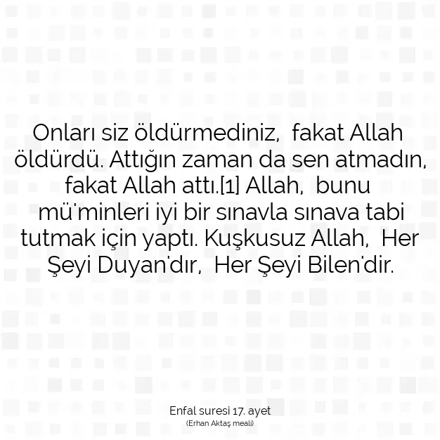 Ayetbul | Kuran Mealleri | Quran | Enfal suresi 17. ayet