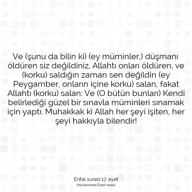 Ayetbul | Kuran Mealleri | Quran | Enfal suresi 17. ayet