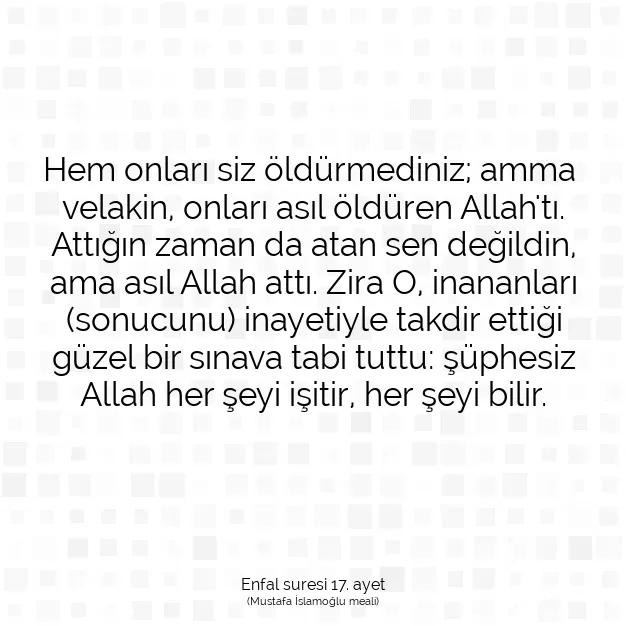 Ayetbul | Kuran Mealleri | Quran | Enfal suresi 17. ayet