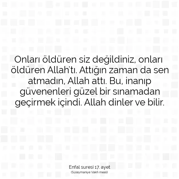 Ayetbul | Kuran Mealleri | Quran | Enfal suresi 17. ayet