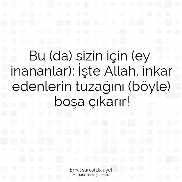 Ayetbul | Kuran Mealleri | Quran | Enfal suresi 18. ayet