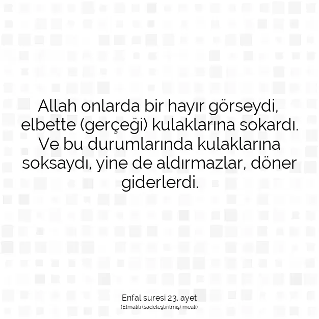 Ayetbul | Kuran Mealleri | Quran | Enfal suresi 23. ayet