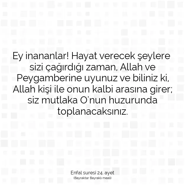 Ayetbul | Kuran Mealleri | Quran | Enfal suresi 24. ayet