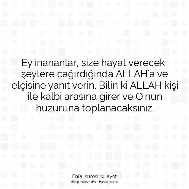 Ayetbul | Kuran Mealleri | Quran | Enfal suresi 24. ayet