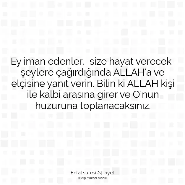 Ayetbul | Kuran Mealleri | Quran | Enfal suresi 24. ayet