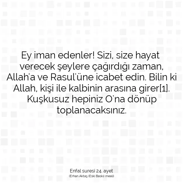 Ayetbul | Kuran Mealleri | Quran | Enfal suresi 24. ayet