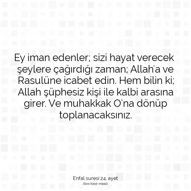 Ayetbul | Kuran Mealleri | Quran | Enfal suresi 24. ayet