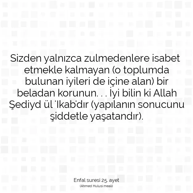 Ayetbul | Kuran Mealleri | Quran | Enfal suresi 25. ayet