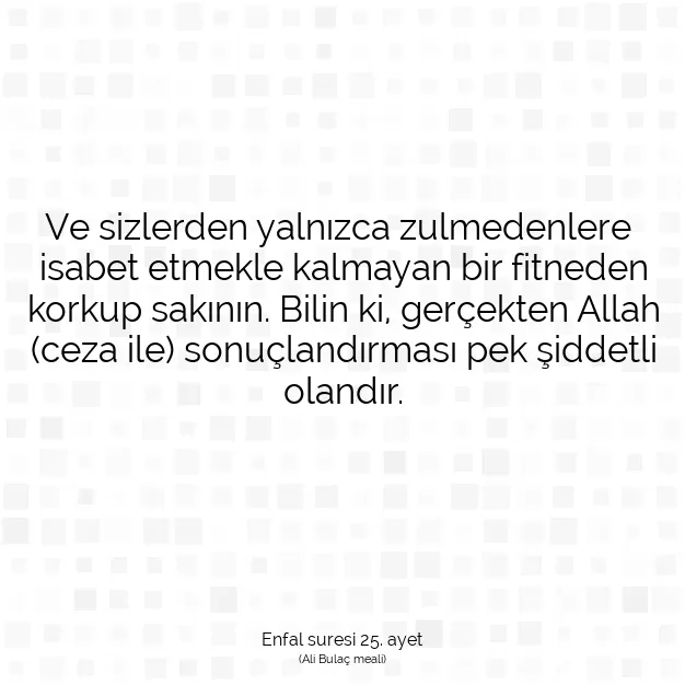 Ayetbul | Kuran Mealleri | Quran | Enfal suresi 25. ayet