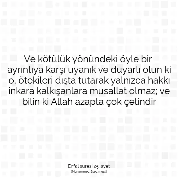 Ayetbul | Kuran Mealleri | Quran | Enfal suresi 25. ayet