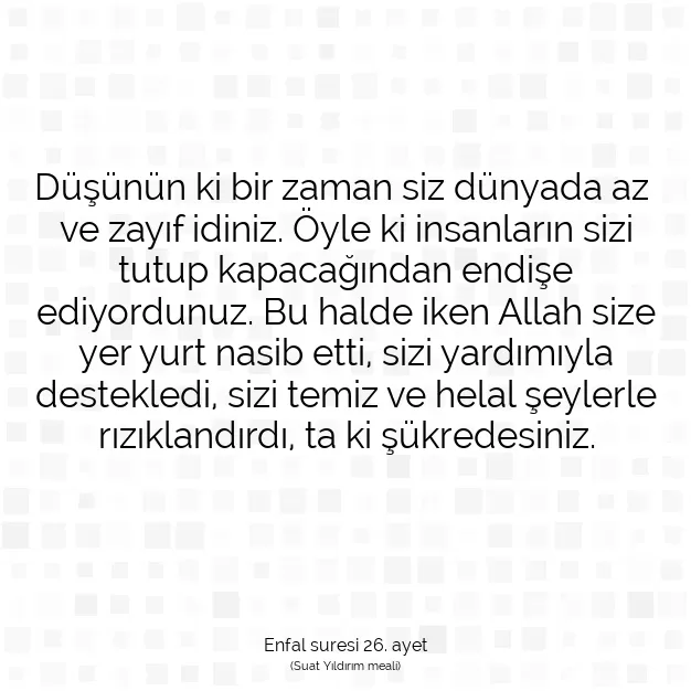 Ayetbul | Kuran Mealleri | Quran | Enfal suresi 26. ayet