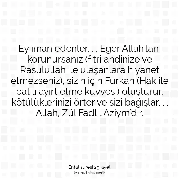 Ayetbul | Kuran Mealleri | Quran | Enfal suresi 29. ayet