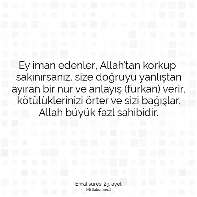 Ayetbul | Kuran Mealleri | Quran | Enfal suresi 29. ayet