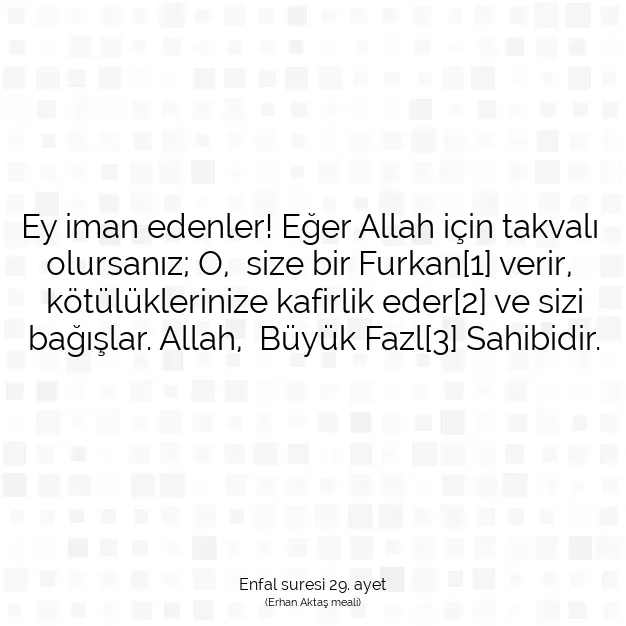 Ayetbul | Kuran Mealleri | Quran | Enfal suresi 29. ayet