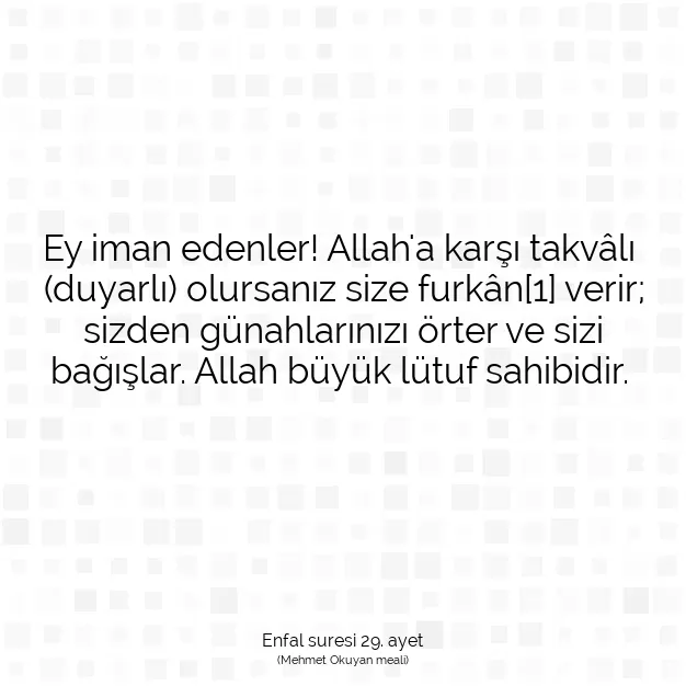 Ayetbul | Kuran Mealleri | Quran | Enfal suresi 29. ayet