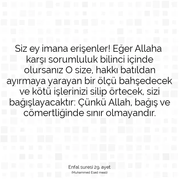 Ayetbul | Kuran Mealleri | Quran | Enfal suresi 29. ayet