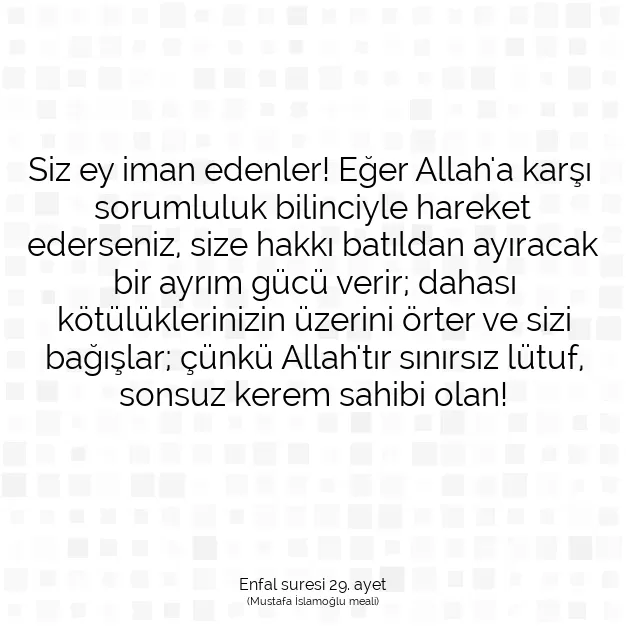 Ayetbul | Kuran Mealleri | Quran | Enfal suresi 29. ayet