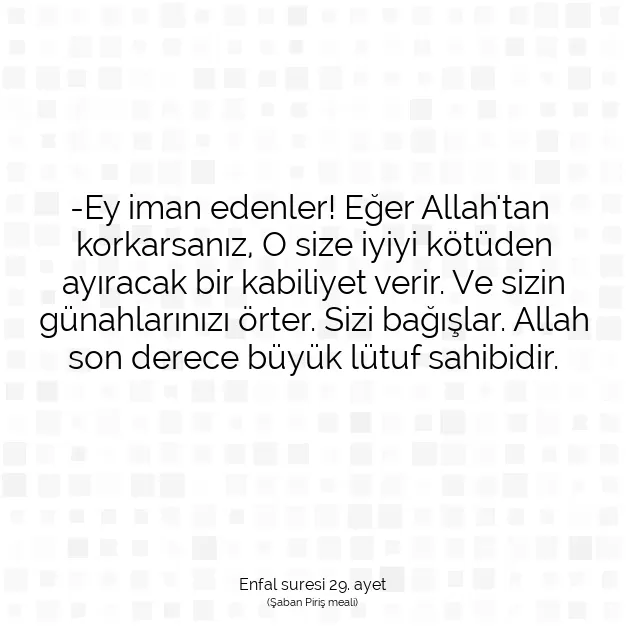 Ayetbul | Kuran Mealleri | Quran | Enfal suresi 29. ayet