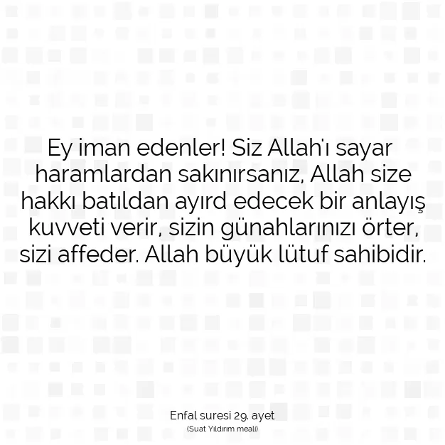 Ayetbul | Kuran Mealleri | Quran | Enfal suresi 29. ayet