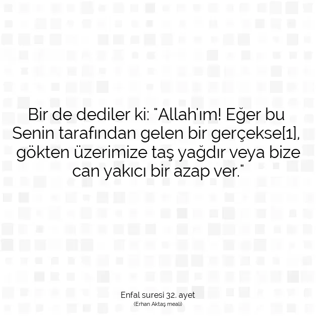 Ayetbul | Kuran Mealleri | Quran | Enfal suresi 32. ayet