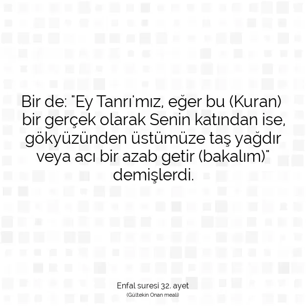 Ayetbul | Kuran Mealleri | Quran | Enfal suresi 32. ayet