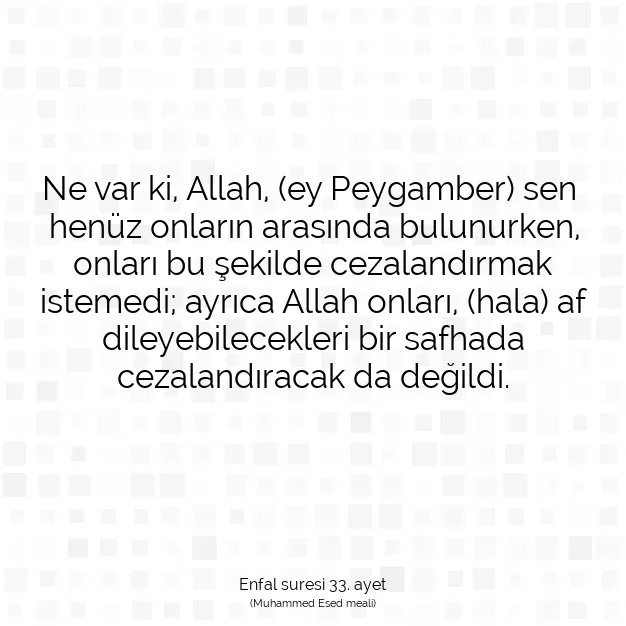 Ayetbul | Kuran Mealleri | Quran | Enfal suresi 33. ayet