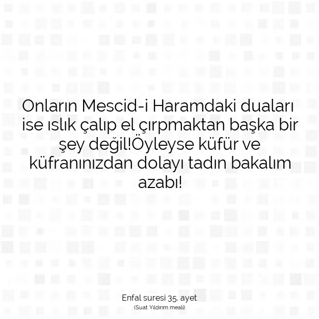 Ayetbul | Kuran Mealleri | Quran | Enfal suresi 35. ayet