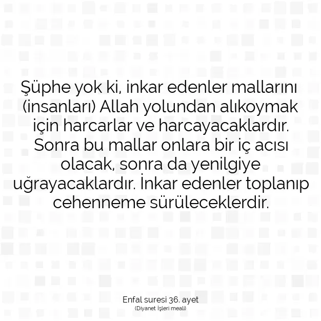 Ayetbul | Kuran Mealleri | Quran | Enfal suresi 36. ayet