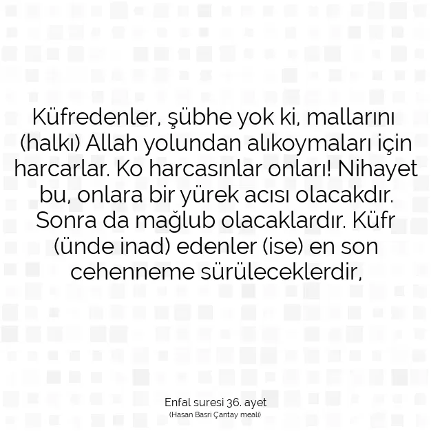 Ayetbul | Kuran Mealleri | Quran | Enfal suresi 36. ayet