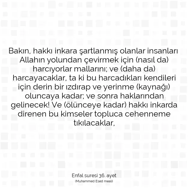 Ayetbul | Kuran Mealleri | Quran | Enfal suresi 36. ayet