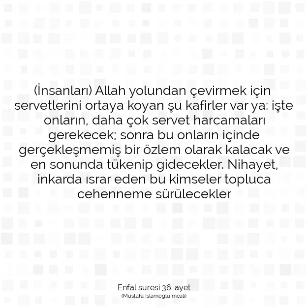 Ayetbul | Kuran Mealleri | Quran | Enfal suresi 36. ayet