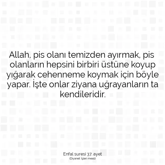 Ayetbul | Kuran Mealleri | Quran | Enfal suresi 37. ayet