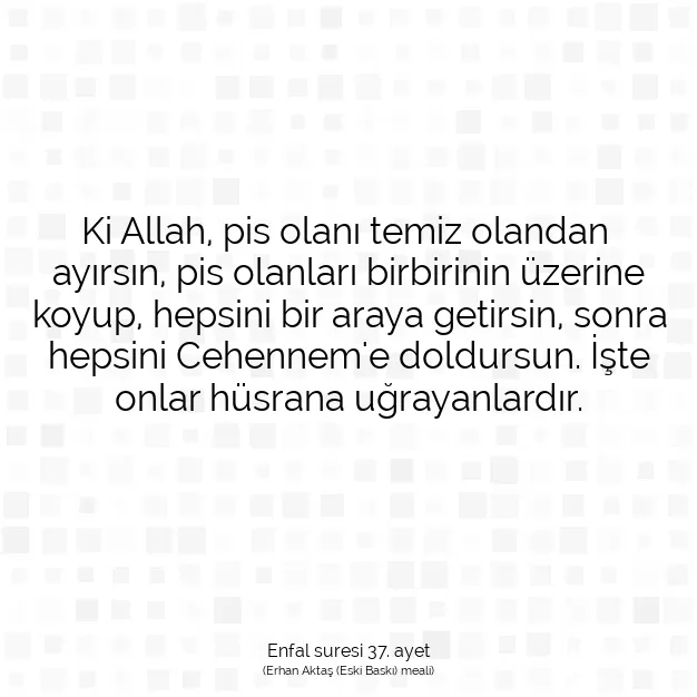 Ayetbul | Kuran Mealleri | Quran | Enfal suresi 37. ayet