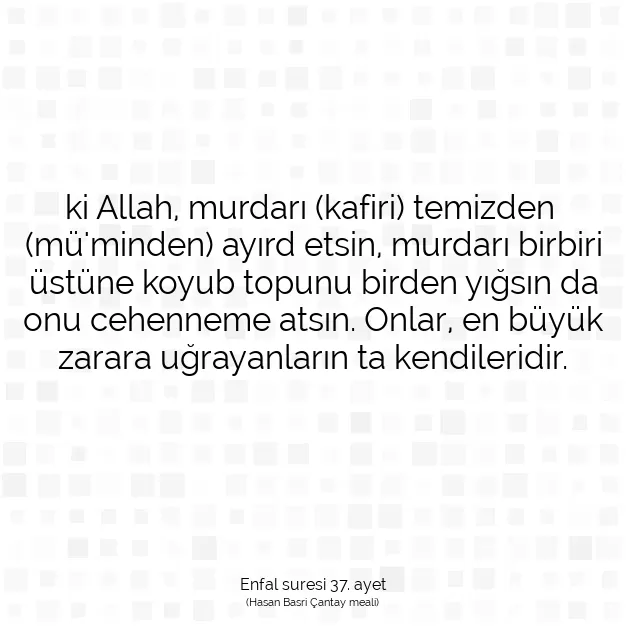 Ayetbul | Kuran Mealleri | Quran | Enfal suresi 37. ayet