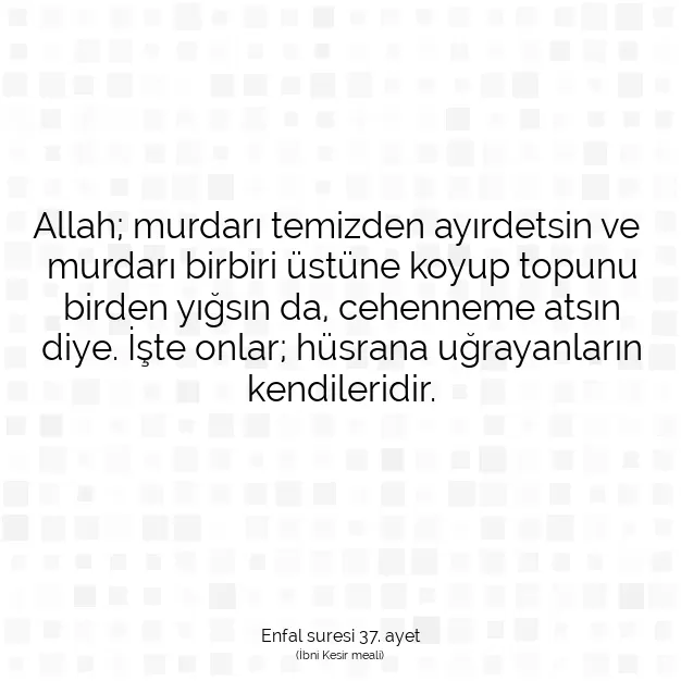 Ayetbul | Kuran Mealleri | Quran | Enfal suresi 37. ayet