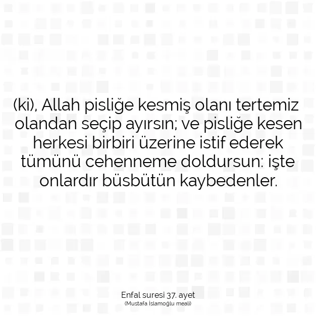 Ayetbul | Kuran Mealleri | Quran | Enfal suresi 37. ayet