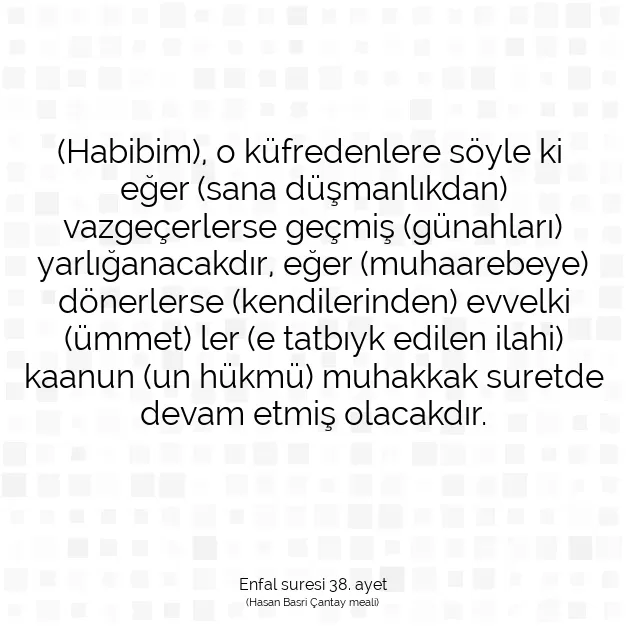 Ayetbul | Kuran Mealleri | Quran | Enfal suresi 38. ayet