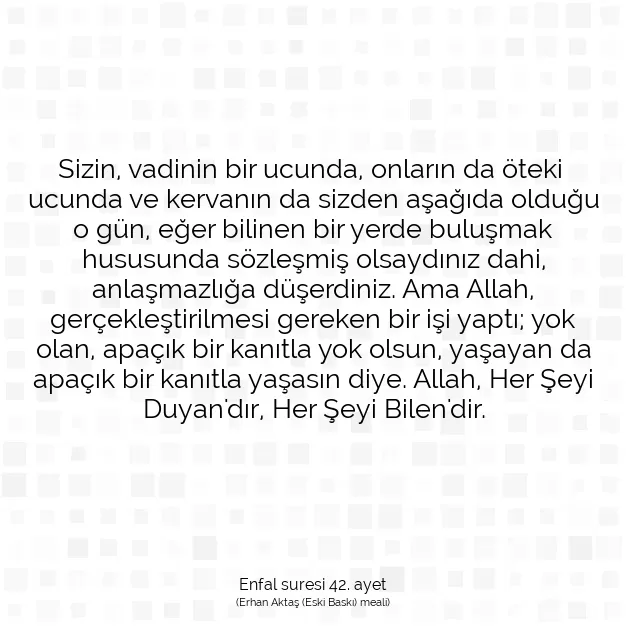 Ayetbul | Kuran Mealleri | Quran | Enfal suresi 42. ayet