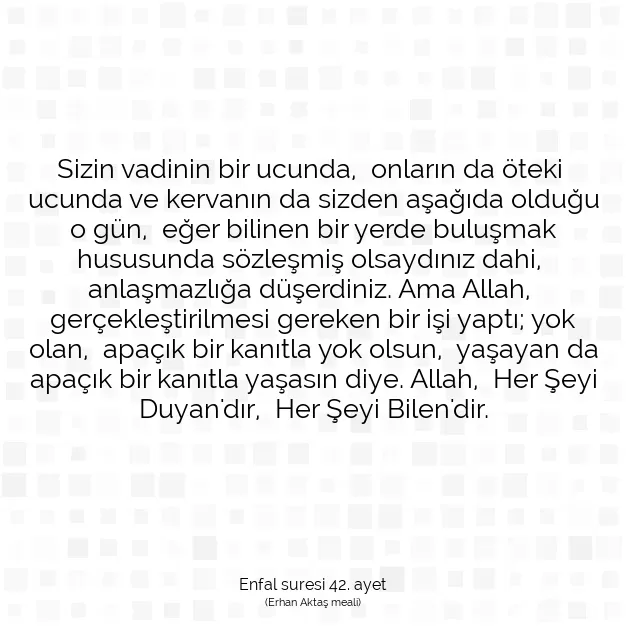 Ayetbul | Kuran Mealleri | Quran | Enfal suresi 42. ayet