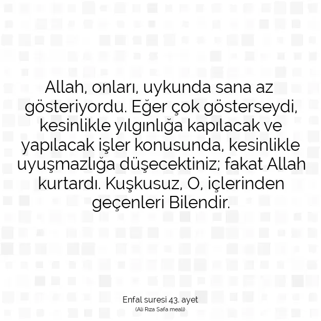 Ayetbul | Kuran Mealleri | Quran | Enfal suresi 43. ayet