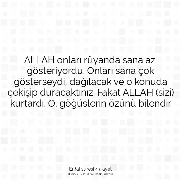 Ayetbul | Kuran Mealleri | Quran | Enfal suresi 43. ayet