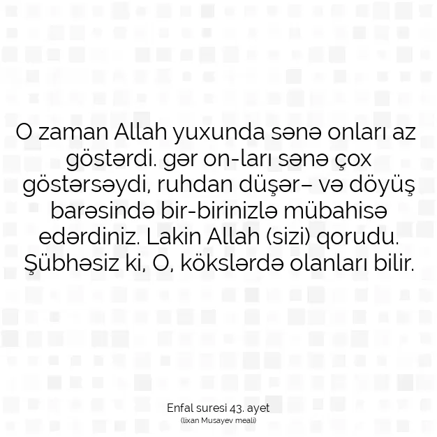 Ayetbul | Kuran Mealleri | Quran | Enfal suresi 43. ayet