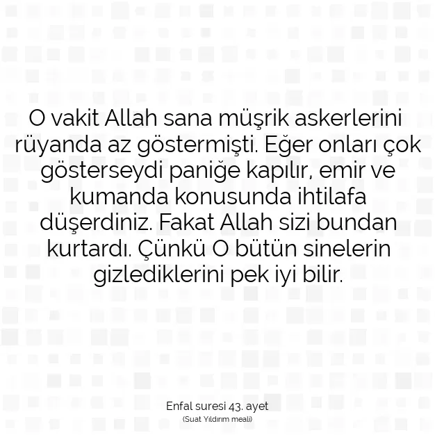 Ayetbul | Kuran Mealleri | Quran | Enfal suresi 43. ayet