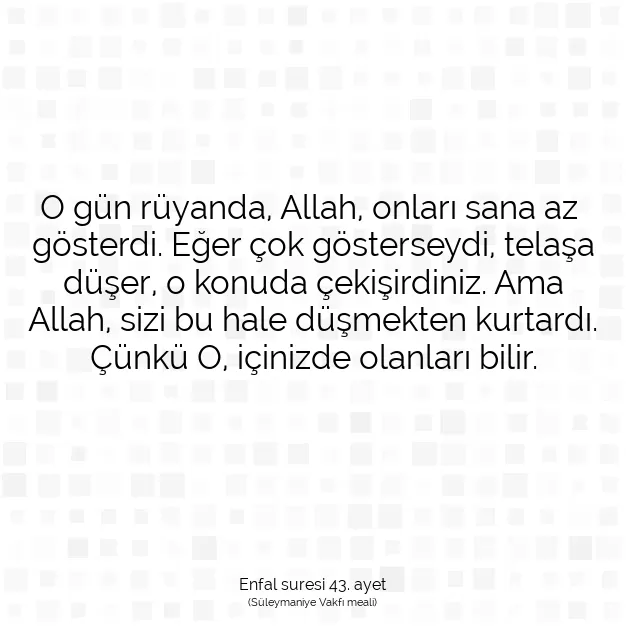 Ayetbul | Kuran Mealleri | Quran | Enfal suresi 43. ayet