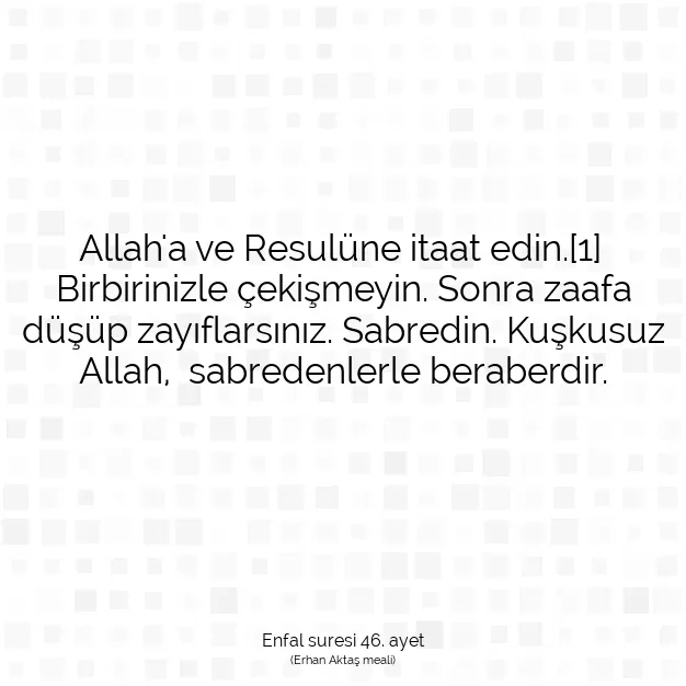 Ayetbul | Kuran Mealleri | Quran | Enfal suresi 46. ayet